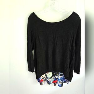 Anthropologie Moth Black Layered Open Back Sweater Multi-color